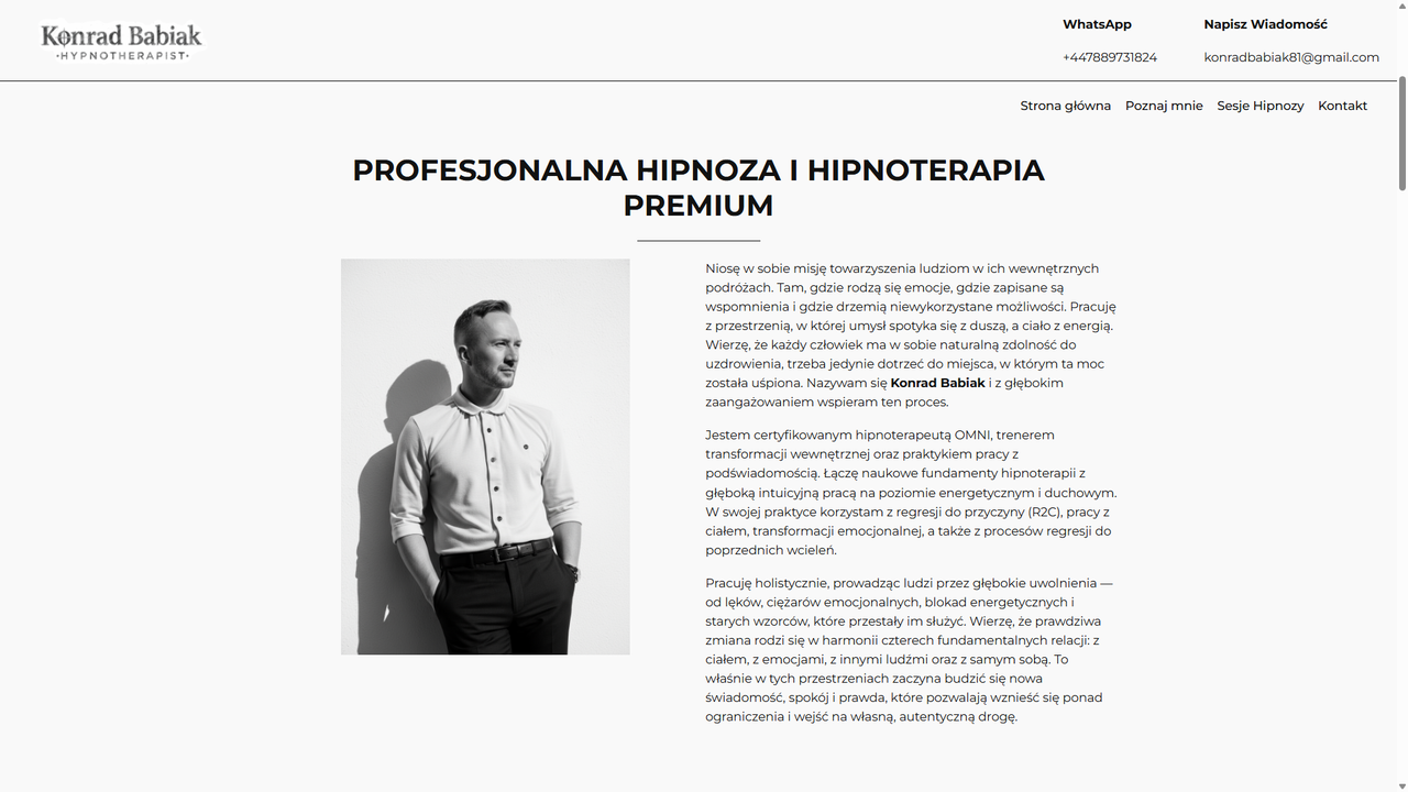 Hypnotherapist Portfolio desktop website preview in a laptop mockup