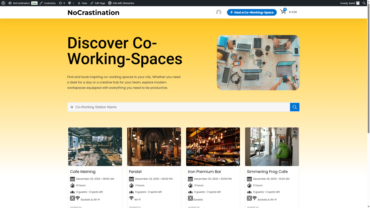 NoCrastination desktop website preview in a laptop mockup
